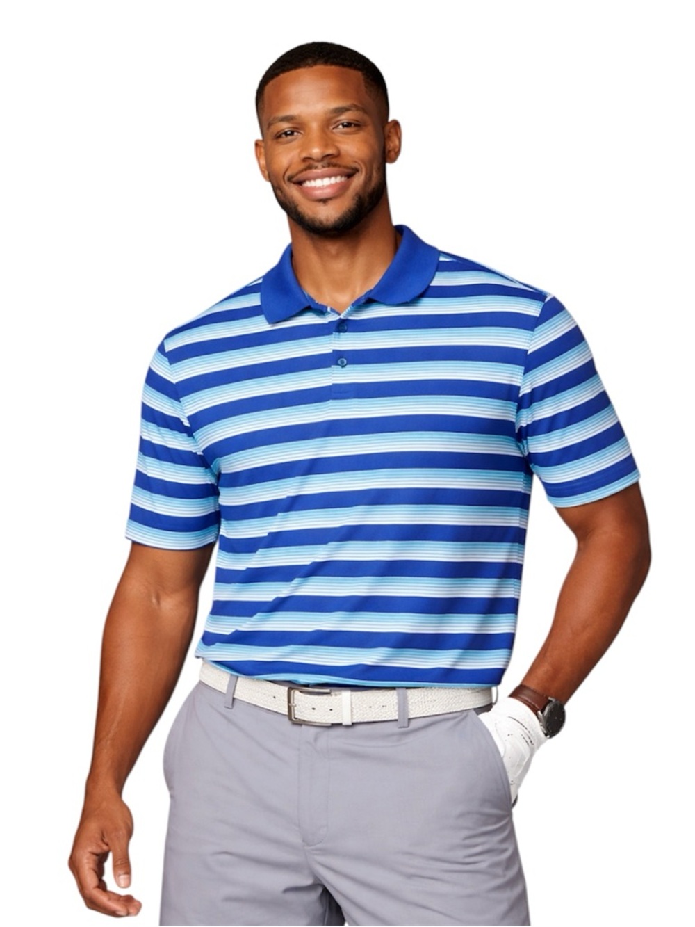 Nike Tour Performance Dri-Fit  Golf Polo Shirt Men’s L Blue Striped Activewear